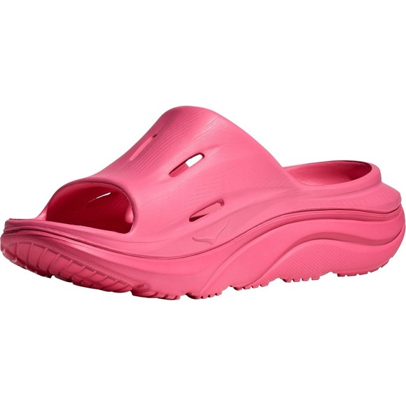 HOKA Men’s Pink/ blue Slide Recovery 3 Slide Sandals - Picture 3 of 9